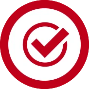 A red check mark inside a red circle, set against a white background. The red circle has an outer border of varying thickness. This symbol, often used to indicate confirmation or correctness, is also featured on personalized training programs by Provo expert trainers like Dr. Jim Stoppani.